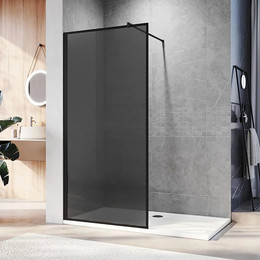 Душевая перегородка Veconi Korato 70 см KR81B-70-05-C8 (стекло 8 мм) с кронштейном в комплекте, черный/тонированное - фото 