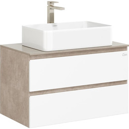 Тумба подвесная с раковиной Onika Алеста 80 см 108054, белая/камень светлый - фото 