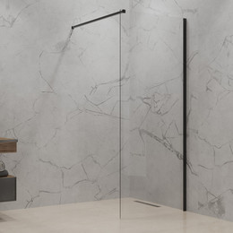 Душевая перегородка Paini 80 см PAINI-WalkIN80C (стекло 8 мм) с кронштейном в комплекте, чёрный/прозрачное - фото 