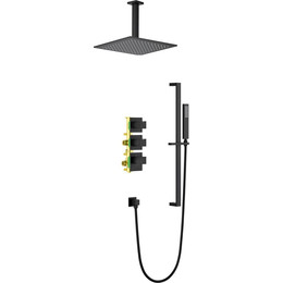 Душевая система для душа с термостатом Timo Selene SX-2229/03SM, черный матовый - фото 