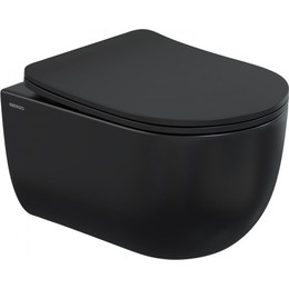 Унитаз подвесной Berges Wasserhaus Ventas Black Rimless 082136 с крышкой микролифт, черный, Цвет производителя: чёрный - фото 