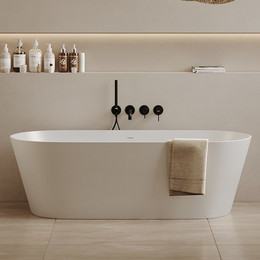 Ванна отдельностоящая Abber Stein 165x70 см AS9622, белый матовый - фото 