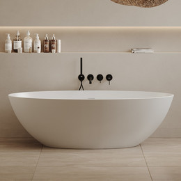 Ванна отдельностоящая Abber Stein 180x85 см AS9625-1.8, белый матовый, Размер - мм: 1800х850 - фото 