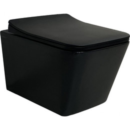 Унитаз подвесной CeramaLux Rimless NS5170MB с крышкой микролифт, черный матовый, Цвет производителя: чёрный - фото 