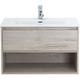 Тумба подвесная с раковиной BelBagno KRAFT-800-1C-SO-RGB 80 см, Rovere Galifax Bianco - фото 