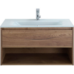 Тумба подвесная с раковиной BelBagno KRAFT-1000-1C-SO-RT 100 см, Rovere Tabacco (раковина BB1010/465-LV-VTR-BL) - фото 