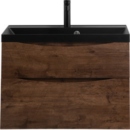 Тумба подвесная с раковиной BelBagno MARINO-H60-800-2C-SO-RW-P 80 см, Rovere Moro (раковина BB800/450-LV-ART-AST-NERO) - фото 