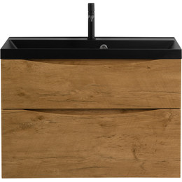 Тумба подвесная с раковиной BelBagno MARINO-H60-900-2C-SO-RN-P 90 см, Rovere Nature (раковина BB900/450-LV-ART-AST-NERO) - фото 