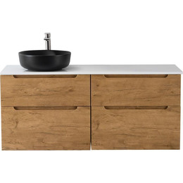 Тумба подвесная со столешницей BelBagno Etna 120 см ETNA-H60-600-2C-SO-RN-P+EK-120-AS-BL-L, Цвет фасада: Rovere Nature - фото 