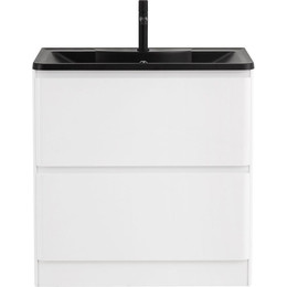 Тумба напольная с раковиной BelBagno ALBANO-1000-2C-PIA-BL 100 см, Bianco Lucido (раковина BB1000/455-LV-ART-ALR-NERO), Цвет фасада: Bianco Lucido Nero - фото 