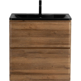 Тумба напольная с раковиной BelBagno ALBANO-1000-2C-PIA-RR 100 см, Rovere Rustico (раковина BB1000/455-LV-ART-ALR-NERO), Цвет фасада: Rovere Rustico Nero - фото 