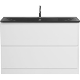 Тумба напольная с раковиной BelBagno ALBANO-1200-2C-PIA-BL 120 см, Bianco Lucido (раковина BB1200/455-LV-ART-ALR-NERO), Цвет фасада: Bianco Lucido Nero - фото 