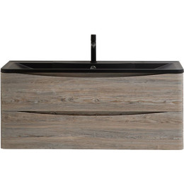 Тумба подвесная с раковиной BelBagno ACQUA-1200-2C-SO-PS 120 см, Pino Scania (раковина BB1200/455-LV-ART-ALR-NERO), Цвет фасада: Pino Scania Nero - фото 