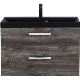 Тумба подвесная с раковиной BelBagno AURORA-800-2C-SO-PP 80 см, Pino Pasadena (раковина BB800/450-LV-ART-AST-NERO), Цвет фасада: Pino Pasadena Nero - фото 