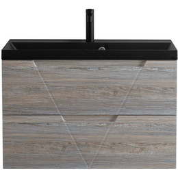 Тумба подвесная с раковиной BelBagno VITTORIA-800-2C-SO-PINO-P 80 см, Pino (раковина BB800/450-LV-ART-AST-NERO) - фото 