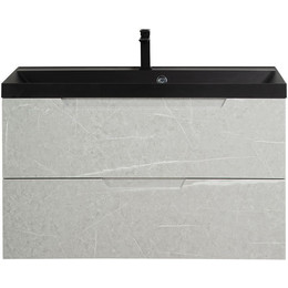 Тумба подвесная с раковиной BelBagno VITTORIA-800-2C-SO-TB-P 80 см, Toros Bianco (раковина BB800/450-LV-ART-AST-NERO) - фото 