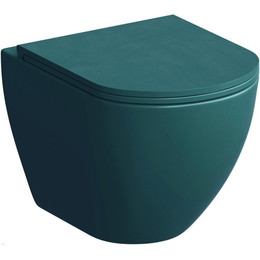 Унитаз подвесной безободковый Grossman Color GR-4455OLMS с крышкой микролифт, зеленый матовый, Цвет производителя: зелёный - фото 