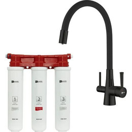 Смеситель для кухни Lemark Comfort + фильтр Basic LM3075BL085, чёрный - фото 