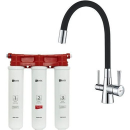 Смеситель для кухни Lemark Comfort + фильтр Basic LM3075C085, хром/чёрный - фото 