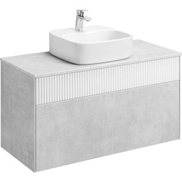 Тумба подвесная с раковиной Акватон Марбл 100 см 1A2763K0MH4C0 (раковина Одри Soft) слэйт - фото 