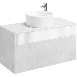 Тумба подвесная с раковиной Акватон Марбл 100 см 1A2763K2MH4C0 (раковина Mila 40) слэйт - фото 