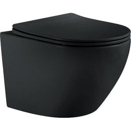 Унитаз подвесной безободковый Aquatek Европа AQ1901-MB с тонкой крышкой микролифт, чёрный, Цвет производителя: чёрный - фото 