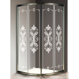 Душевое ограждение Cezares 100х100 см GIUBILEO-R-2-100-SCORREVOLE-CP-Br, бронза/прозрачное/узор - фото 