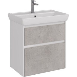 Тумба подвесная с раковиной Lemark Combi 70 см LM03C70T-Beton, белый глянец/бетон - фото 