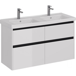 Тумба подвесная с раковиной Lemark Combi 125 см LM03C125T-black, белый глянец/черный матовый - фото 