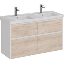 Тумба подвесная с раковиной Lemark Combi 125 см LM03C125T-dub, белый глянец/дуб кантри - фото 