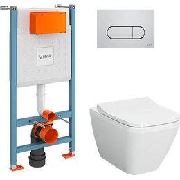 Инсталляция с подвесным безободковым унитазом Vitra Integra Square L-Box 9856B003-7207 - фото 