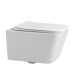 Унитаз подвесной безободковый Abber Rechteck AC1201MW с тонкой крышкой микролифт, белый матовый - фото 