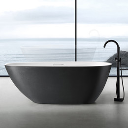 Ванна отдельностоящая Abber Dortmund 170x75 см AM9911BW, чёрно-белый матовый - фото 