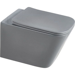 Унитаз подвесной безободковый Sole Cube 2 Grey с тонкой крышкой микролифт, Цвет производителя: серый - фото 