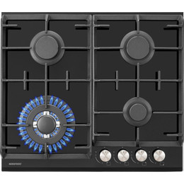 Газовая варочная поверхность NordFrost HM 6042 B (чёрное стекло) - фото 