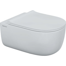 Унитаз-биде подвесной безободковый Berges Wasserhaus Ego XL Rimless 082138 с тонкой крышкой микролифт, белый - фото 