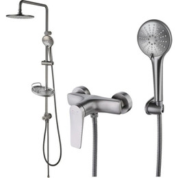 Душевой комплект Lemark: Душевая стойка Bronx LM3788GM + смеситель для душа Bronx LM3703GM, графит - фото 