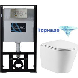 Инсталляция с подвесным безободковым унитазом Azario Teramo AZ-8010-1000+AZ-0053-UQ (система смыва торнадо) - фото 