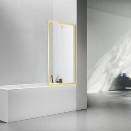 Шторка для ванны Veconi 80 см PL85G-80-01-C7, золото/прозрачное - фото 