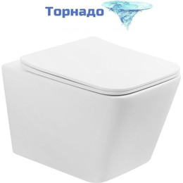 Унитаз подвесной безободковый Abber Rechteck AC1201T с тонкой крышкой микролифт (Система смыва торнадо) - фото 