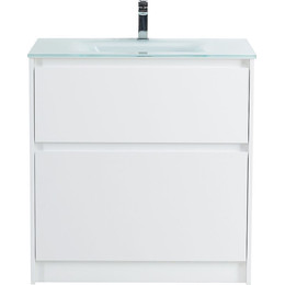 Тумба напольная с раковиной Cezares 80 см KRAFT-800-2C-PIA-BO (раковина BB810/465-LV-VTR-BL глянцевая) bianco opaco - фото 