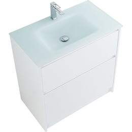 Тумба напольная с раковиной Cezares 80 см KRAFT-800-2C-PIA-BO (раковина BB810/465-LV-VTR-BO матовая) bianco opaco - фото 
