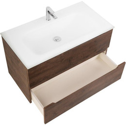 Тумба подвесная с раковиной BelBagno 100 см ETNA-1000-2C-SO-RW-P (раковина LOV-1000-LVB) Rovere Moro, Цвет фасада: Rovere Moro - фото 