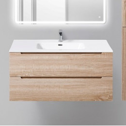 Тумба подвесная с раковиной BelBagno 100 см ETNA-1000-2C-SO-WO-P (раковина LOV-1000-LVB) Rovere Bianco, Цвет фасада: Rovere Bianco - фото 