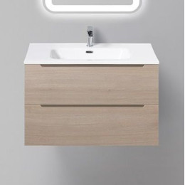 Тумба подвесная с раковиной BelBagno 80 см ETNA-800-2C-SO-RG-P (раковина LOV-800-LVB) Rovere Grigio, Цвет фасада: Rovere Grigio - фото 