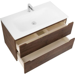 Тумба подвесная с раковиной BelBagno 80 см ETNA-800-2C-SO-RW-P (раковина LOV-800-LVB) Rovere Moro, Цвет фасада: Rovere Moro - фото 