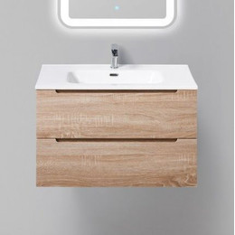 Тумба подвесная с раковиной BelBagno 80 см ETNA-800-2C-SO-WO-P (раковина LOV-800-LVB) Rovere Bianco, Цвет фасада: Rovere Bianco - фото 