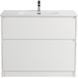 Тумба напольная с раковиной BelBagno 100 см KRAFT-1000-2C-PIA-BO, Bianco Opaco - фото 