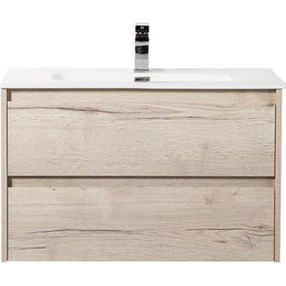 Тумба подвесная с раковиной BelBagno 80 см KRAFT-800-2C-SO-RGB (раковина LOV-800-LVB) Rovere Galifax Bianco - фото 