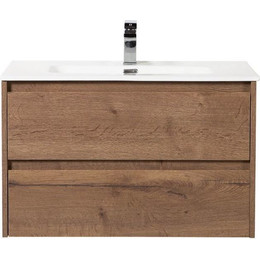 Тумба подвесная с раковиной BelBagno 80 см KRAFT-800-2C-SO-RT (раковина LOV-800-LVB) Rovere Tabacco - фото 